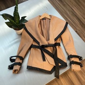 Bebe cream jacket with faux leather size sp